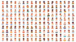 Portrait avatar icon men, big set of user faces. People profile userpics flat cartoon vector illustration. Male faces of unknown or anonymous person. Happy characters collection