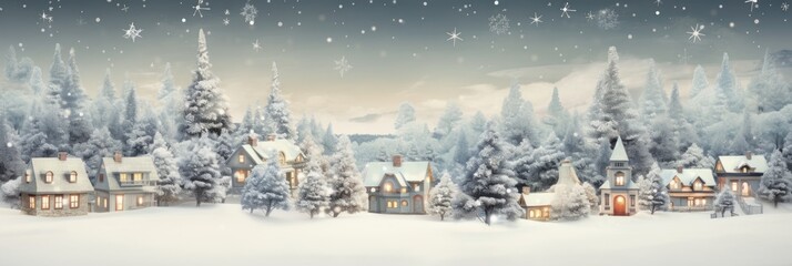 Wall Mural - Christmas village in vintage style. Generative AI