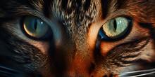  Green Tabby Cat Eye Macro Closeup.