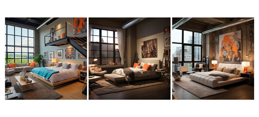 Poster - floor urban loft guest room interior design