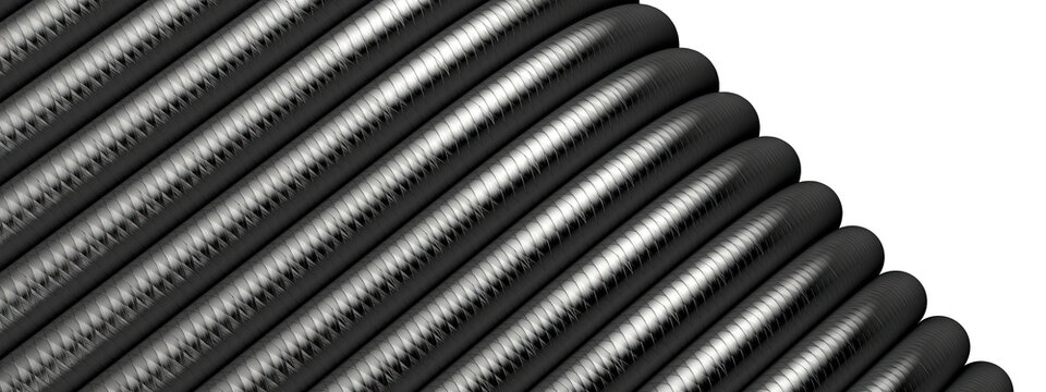 Wall Mural -  - A background of an Elegant and Modern 3D Rendering image of a dark grey isolated carbon fiber cable with a bending curve