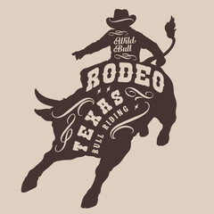 Poster - Texas rodeo vintage logotype monochrome