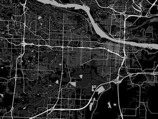 Little Rock city map, capital of the USA state of Arkansas. Municipal administrative black and white area map with rivers and roads, parks and railways.