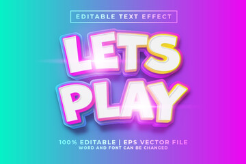 Wall Mural - Lets Play 3d Editable Text Effect Cartoon Style Premium Vector