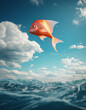 Verspielter, springender Fisch im offenen Meer