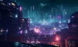 © James - cityscape of asian cyberpunk city at night, Generative AI