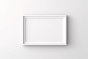 Sticker - One Blank white picture frame on the white wall indoor, template, mock up, background