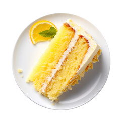 Wall Mural - Delicious Slice of Lemon Cake Isolated on a Transparent Background