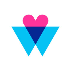 Poster - Letter W heart overlapping color logo