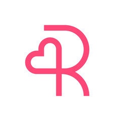 Wall Mural - Letter R heart simple minimal logo design