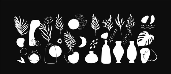 Wall Mural - abstract trendy doodle in silhouette style. hand drawn various. shapes and objects. contemporary mod