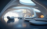Fototapeta Młodzieżowe - Beautiful modern futuristic building interior architecture