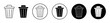 Trash bin icon set. delete vector symbol in black color. garbage wastebasket sign. simple dustbin sign suitable for apps and website UI designs.