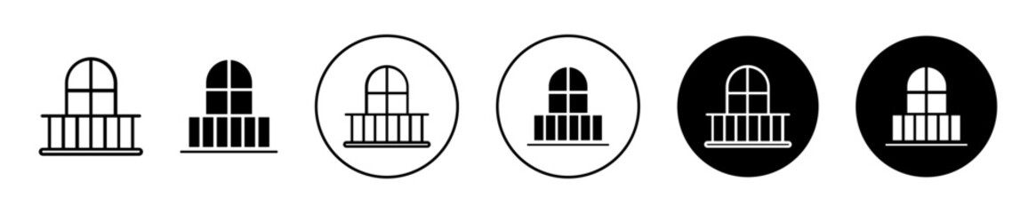 Sticker - Balcony vector icon set. house, home, or apartment balcony black vector symbol.