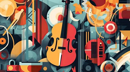 abstract music background with musical instruments. vector illustration in flat design style. music 