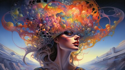 Wall Mural - Surreal impressionist psychedelic woman