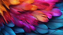 The Beautiful Colorful Feather Bird Texture Background In The Futurism