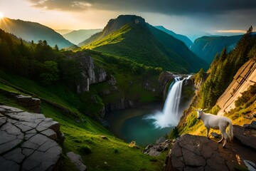Wall Mural - waterfall in the mountains