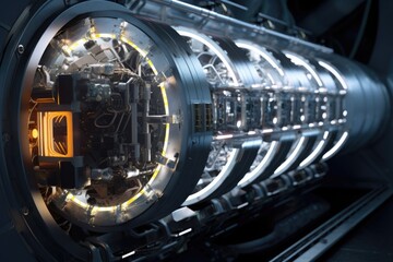 Wall Mural - close-up of futuristic propulsion system for interstellar travel