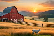 Red Barn And Cows