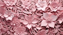 Metallic Pink Embossed Floral Pattern.