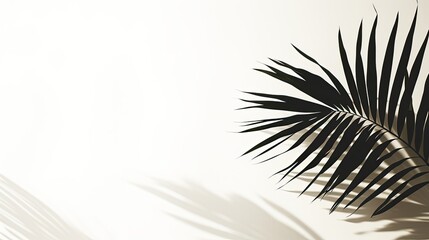 Poster - Transparent blurry shadow of tropical leaves casting on the wall