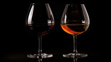 Wall Mural - Glasses for wine and cognac with black bottom and glass