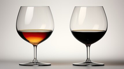 Canvas Print - Glasses for wine and cognac with black bottom and glass