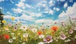 © AlexandraRooss - Colorful Daisies in a Summer Garden with Blue Sky AI Generated