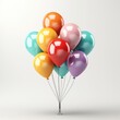 Colorful Balloons Clipart on White Background AI Generated