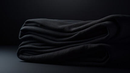 black towels on a black background