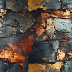 Wall Mural - Vintage Gold and Pink Rusty Metal Texture AI Generated