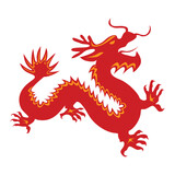 Fototapeta Dinusie - Traditional Chinese dragon, red silhouette. Symbol for 2024 New Year. Vector illustration.