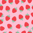 © Екатерина Зирина - Simple seamless pattern with strawberries on a pink background. Vector graphics.