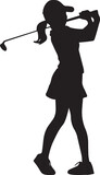 Fototapeta  - Female golf player vector silhouette Art Illustration