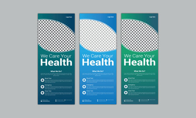 healthcare and medical roll up banner design or x banner standee vector file design