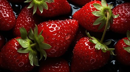 Sticker -  a close up of a bunch of strawberries with water droplets.  generative ai