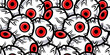 © Casoalfonso - Halloween seamless pattern with eyes for holiday design. Wallpaper or background with scary horrible eyeballs for october party banner, poster or postcard