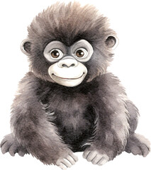 Aufkleber - Gorilla character cartoon illustration created with Generative AI technology