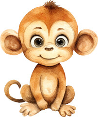 Aufkleber - Monkey character cartoon illustration created with Generative AI technology