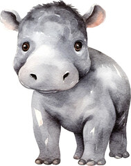 Aufkleber - Hippo character cartoon illustration created with Generative AI technology