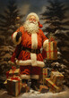 © Gabi D - ein Weihnachtsmann steht vor einem Tannenbaum mit Geschenke, a santa claus stands in front of a fir tree with gifts