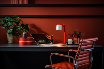 Wall Mural - modern workplace in a contemporary interior, ai tools generated image 