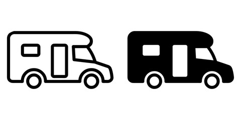 Wall Mural - outlinefilledvectorsign ofvs - motorhome vector icon . motor home sign . recreational vehicle concep