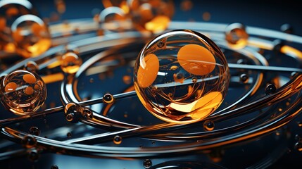 Canvas Print - A white water drop being soaked in bubbles, in the style of dark gold and indigo, technological design, bright shades, light silver and light amber, precisionist lines, sabattier filter,