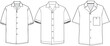 © Fathima Flats - Men's short sleeve hawaiian resort shirt flat sketch illustration, Cuban collar mens aloha shirt for casual wear fashion illustration template mock up