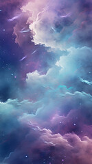 Wall Mural - Deep indigo violet lunar moonlight sky cloudscape phone hd wallpaper ai generated