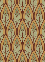 Abstract art nouveau style pattern. Seamless vector ornament. Soft color design for wallpaper, textile, carpet. 