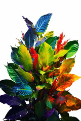 Poster - An vibrant image of a Ayahuasca analog plants (Psychotria viridis, Diplopterys cabrerana) splashed in bright paint,  Generative AI technology.