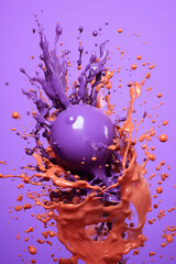 Fototapete - An abstract surreal photograph of a Lavender splashed in bright paint.  Generative AI technology.